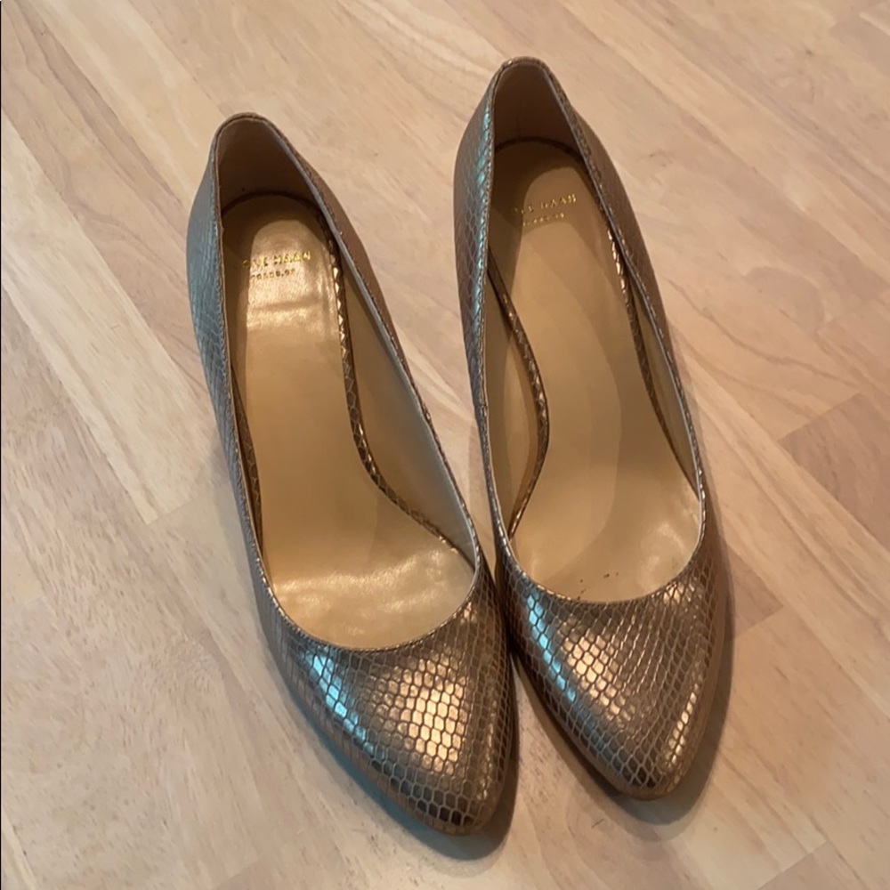 Your Holiday season Gold heels by Cole Haan.